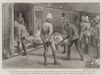 Back from the Sudan, Conveying the Sick and Wounded by Train from Southampton to Netley